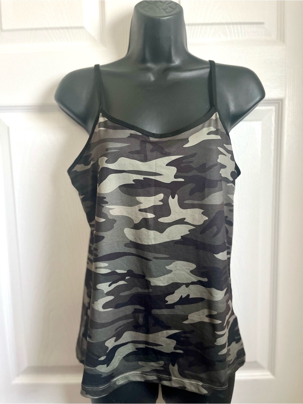Y2K Laurent Taylor Tank Top Camouflage Spaghetti Strap Cami Large Camo Print